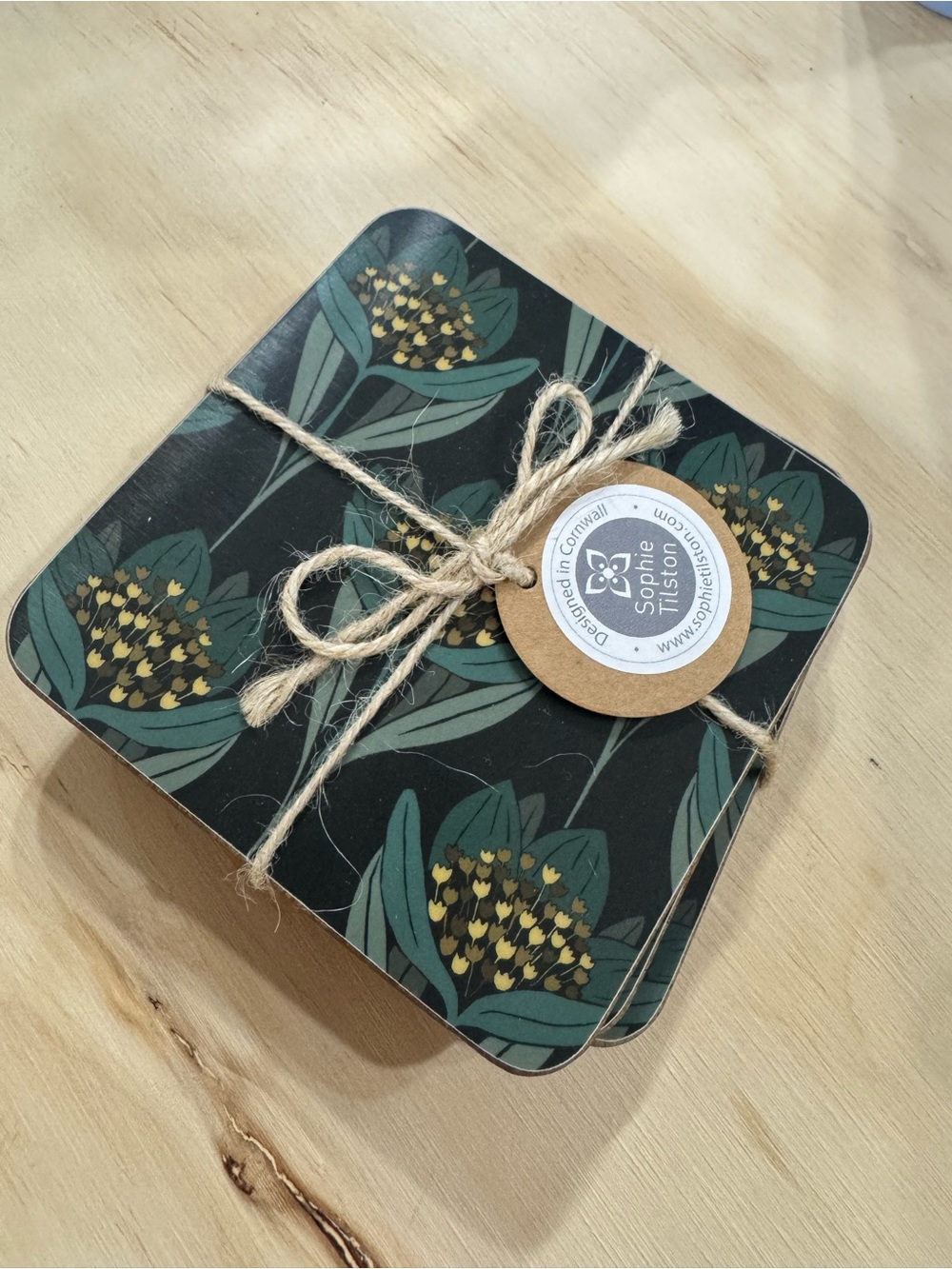 Dark Green Floral Sophie Tilson Coasters - Set